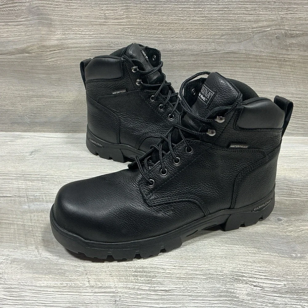 Carolina Leather Work Boots Men's Size 13 D Composite Toe Black Utility CA3537
